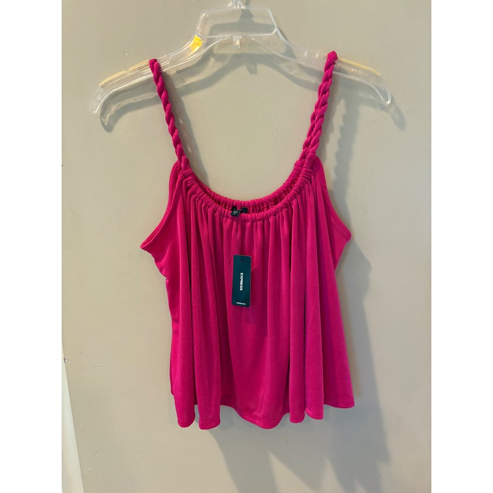 EXPRESS XS Hot Pink Sleeveless‎ Tank Top Bralette Braided Strap New